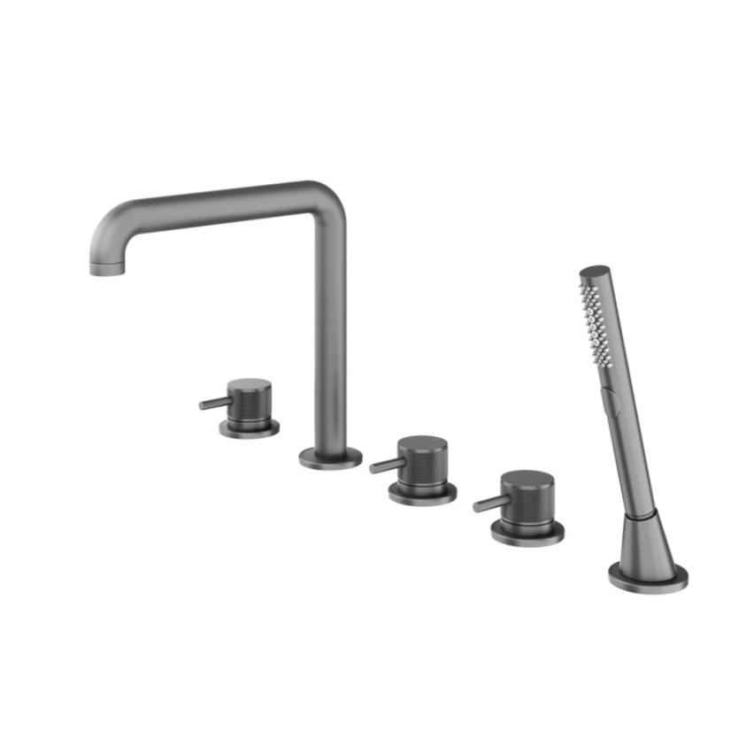 Product Cut out image of the Abacus Iso Pro Anthracite Deck Mounted 5 Tap Hole Bath Shower Mixer